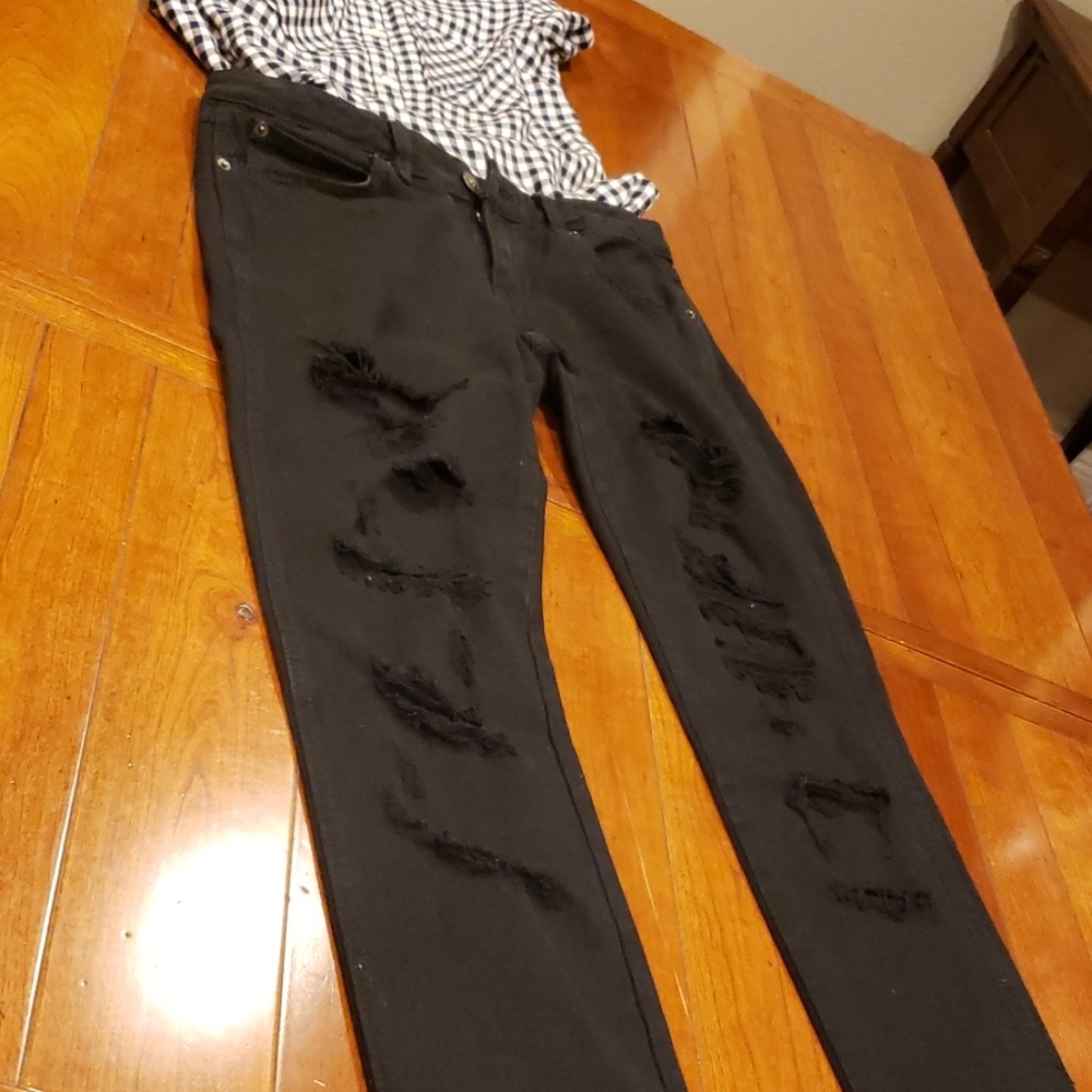 Peoples liberation black distressed jeans
